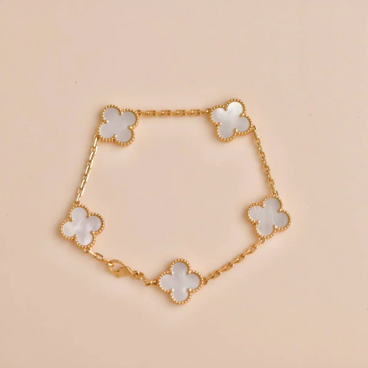 [⭐Shinejoy]CLOVER WHITE PEARL MOP BRACELET 5 MOTIFS COLLECTION