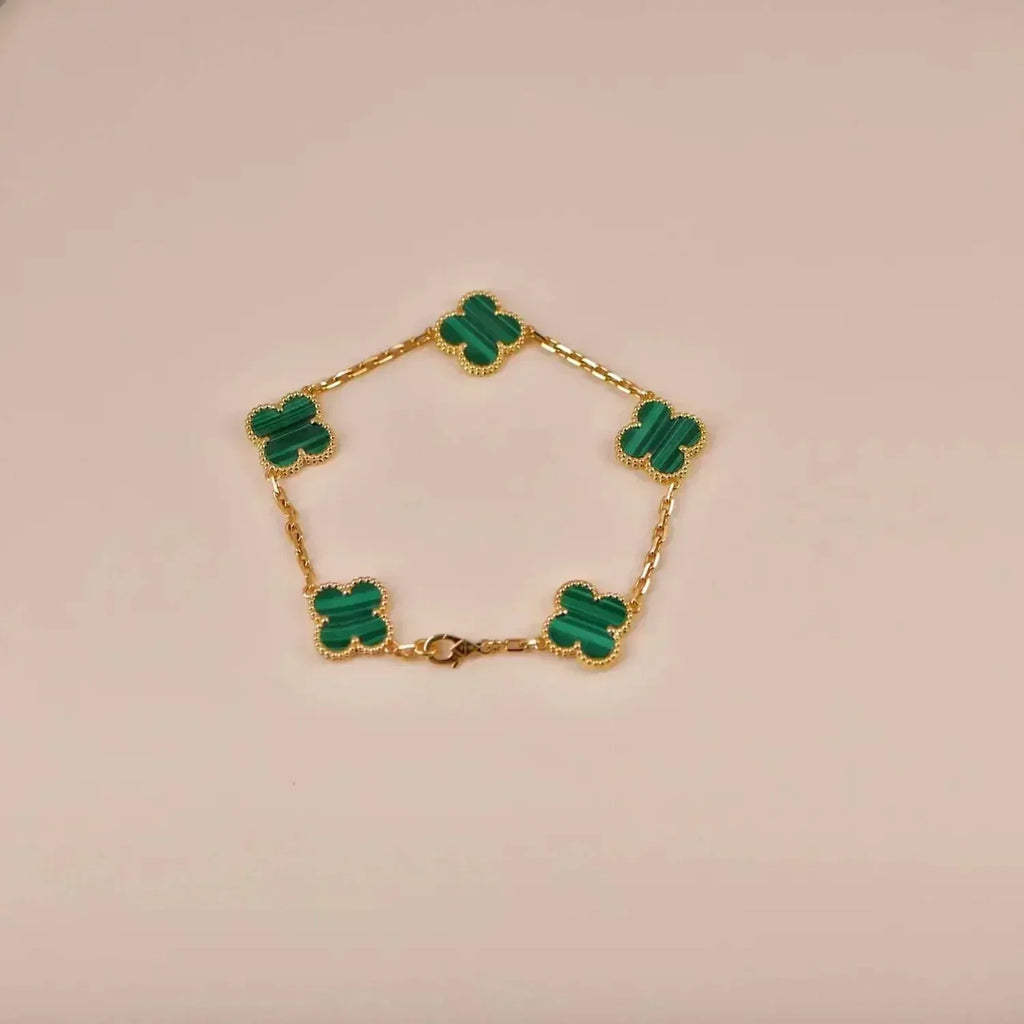 [⭐Shinejoy] CLOVER 5 MOTIF MALACHITE BRACELET COLLECTION