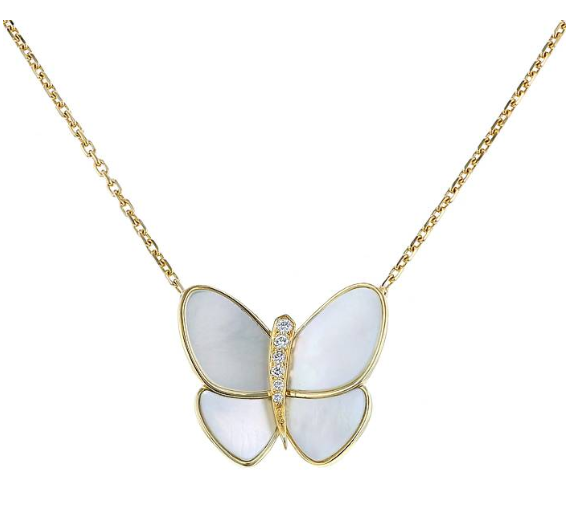 [Marin]BUTTERFLY GOLD MOP DIAMOND NECKLACE