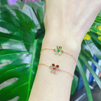 [Marin]BRACELET MARIN FRIVOLE FLEUR OR ROSE MALACHITE