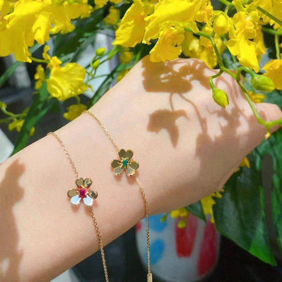 [Marin]BRACELET MARIN FRIVOLE FLEUR OR ROSE MALACHITE