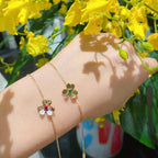 [Marin]BRACELET MARIN FRIVOLE FLEUR OR ROSE MALACHITE