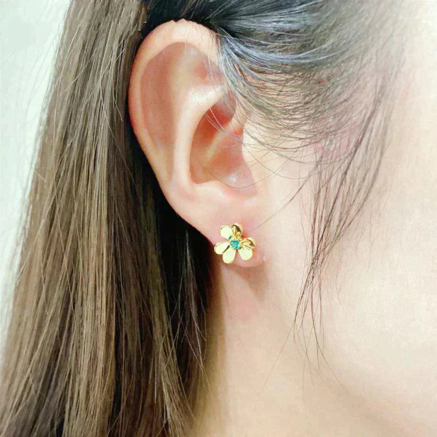 [Marin]FRIVOLE  FLOWER MALACHITE EARRINGS
