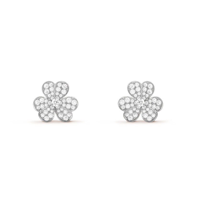 [Marin]BOUCLES D'OREILLES FRIVOLE FLEUR ARGENT ET DIAMANTS