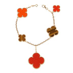 [Marin]CLOVER BRACELET 5 MOTIFS CARNELIAN TIGER EYE