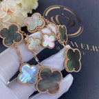 [Marin]CLOVER EARRINGS DARK MOP 4 MOTIFS ROSE GOLD