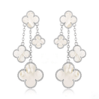 [Marin]CLOVER EARRINGS WHITE MOP 4 MOTIFS SILVER