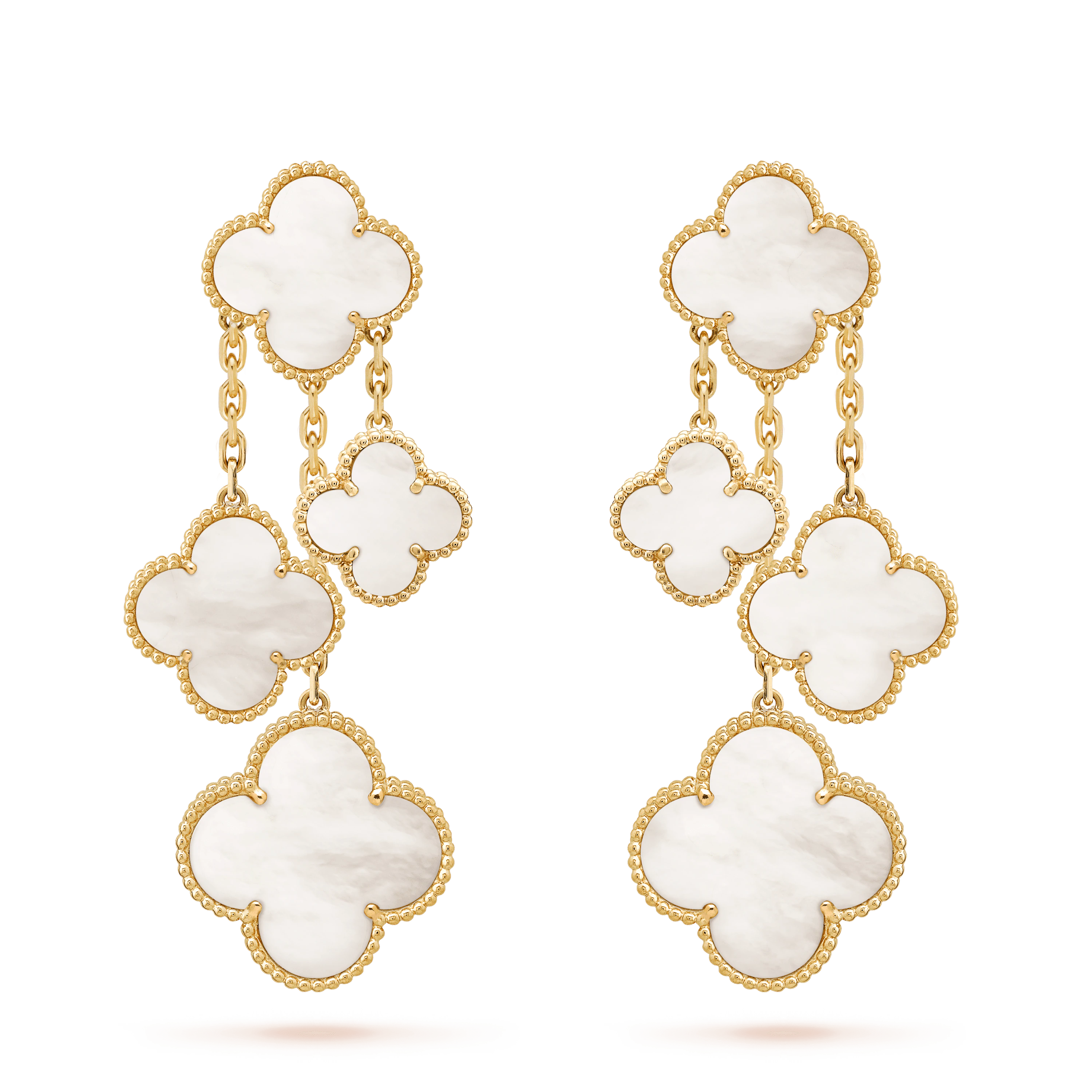 [Marin]CLOVER EARRINGS WHITE MOP 4 MOTIFS GOLD