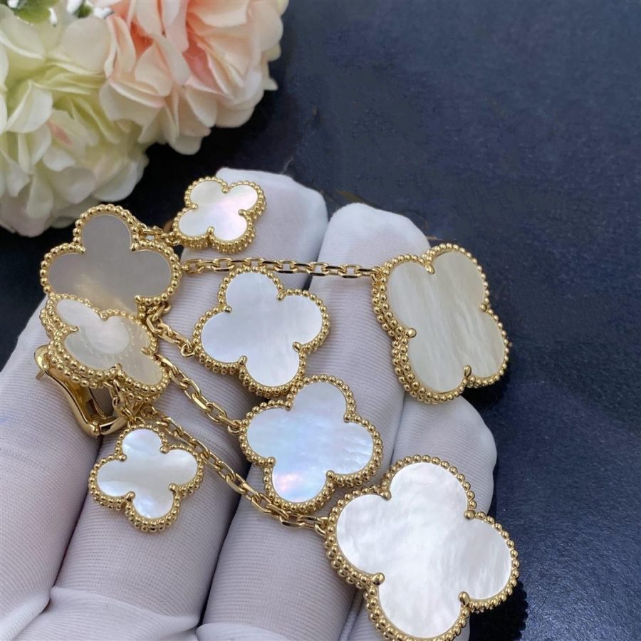 [Marin]CLOVER EARRINGS WHITE MOP 4 MOTIFS GOLD