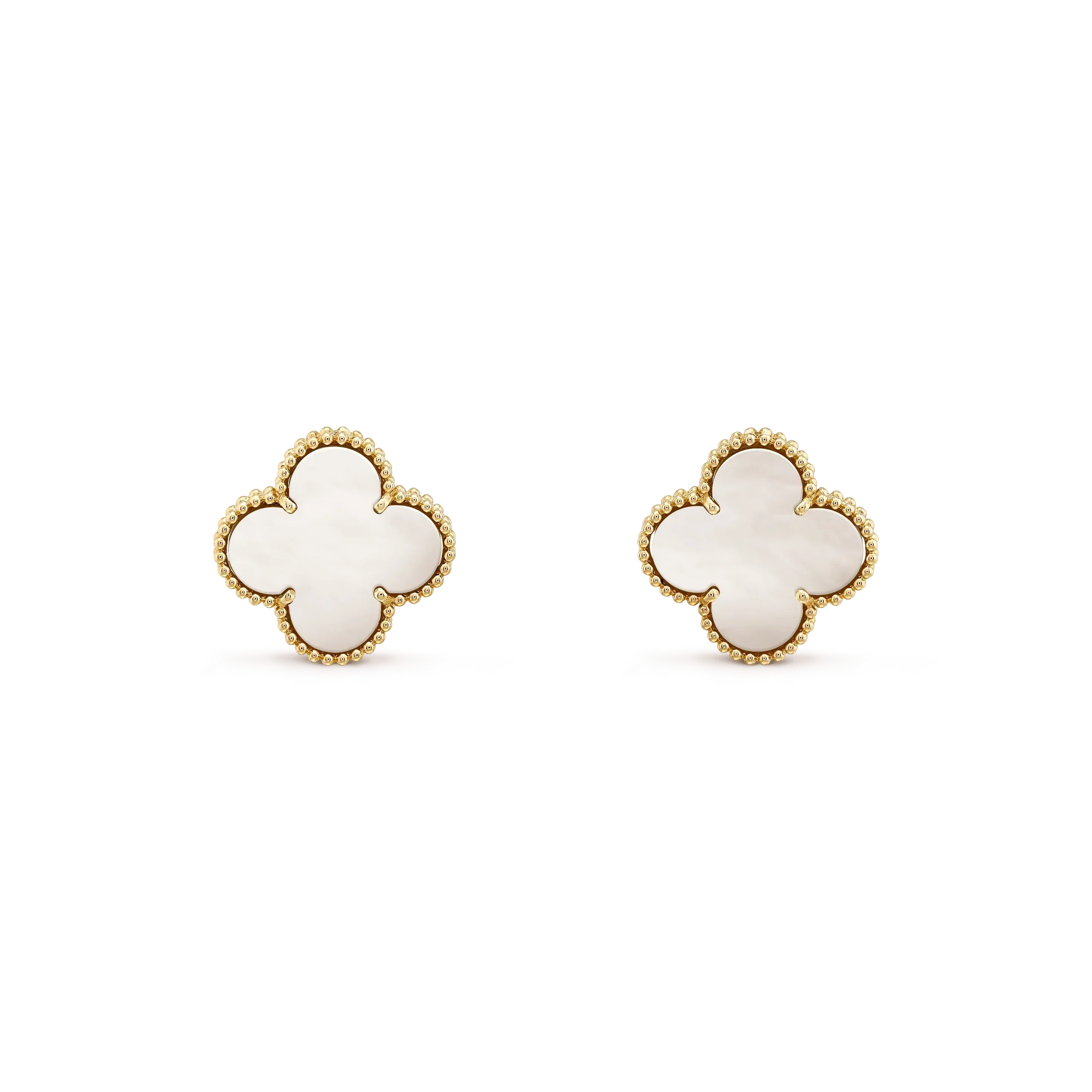 [Marin]CLOVER MEDIUM 1 MOTIFS  WHITE MOP STUD EARRINGS