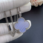[Marin]COLLIER TRÈFLE CHALCEDOINE ARGENT GRAND TRÈFLE