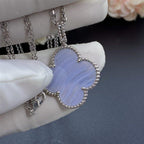 [Marin]COLLIER TRÈFLE CHALCEDOINE ARGENT GRAND TRÈFLE