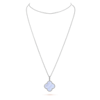 [Marin]COLLIER TRÈFLE CHALCEDOINE ARGENT GRAND TRÈFLE