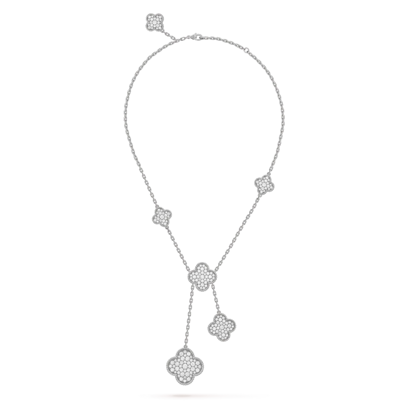 [Marin]CLOVER 5 MOTIFS SILVER DIAMONDS NECKLACE