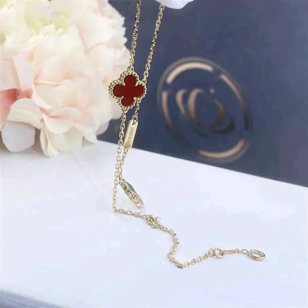 [Marin]CLOVER  CARNELIAN SINGLE FLOWER BRACELET