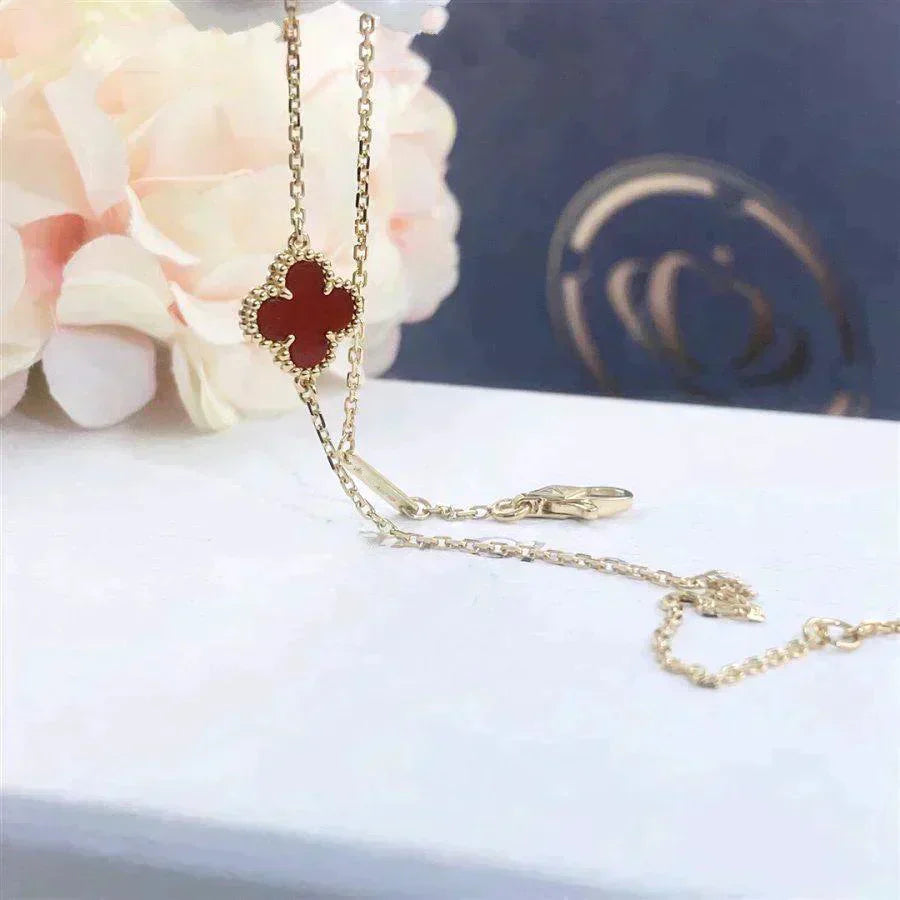 [Marin]CLOVER  CARNELIAN SINGLE FLOWER BRACELET