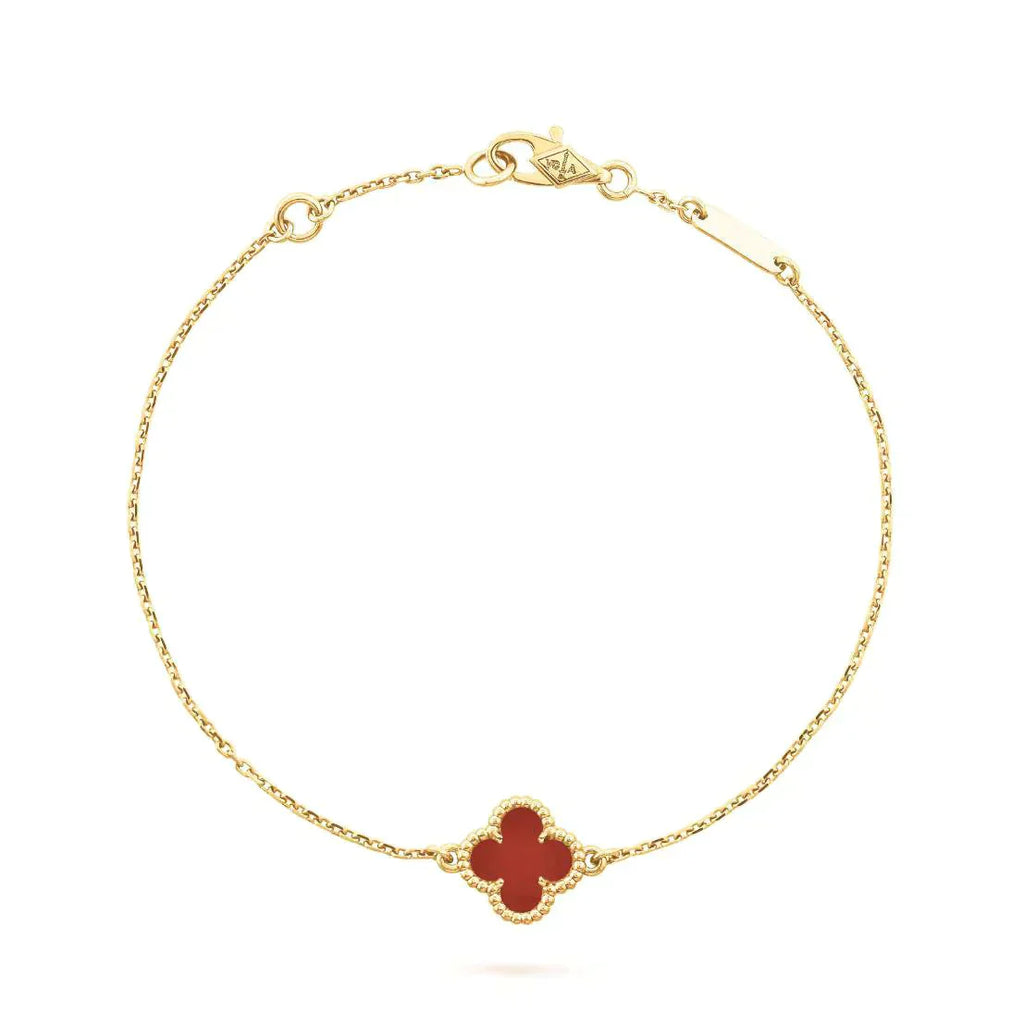[Marin]BRACELET CLOVER CARNELIAN FLEUR UNIQUE