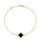 [Marin]CLOVER ONYX SINGLE FLOWER BRACELET