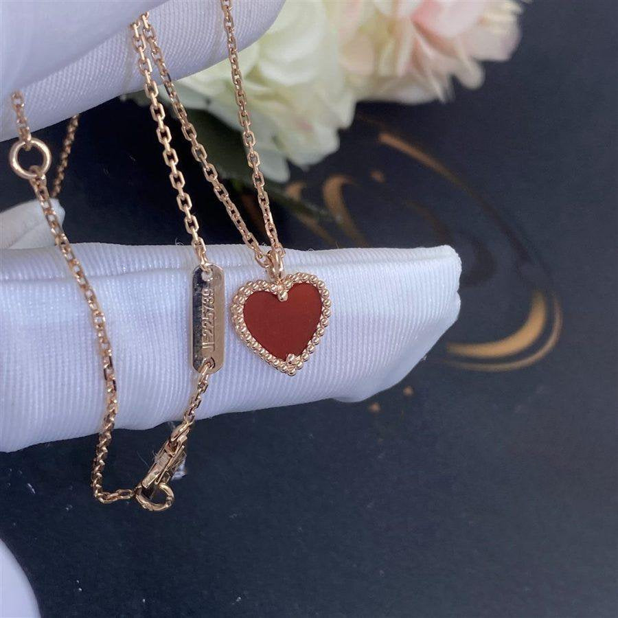 [Marin]COLLIER CŒUR EN CORNALINE TRÈFLE DOUX
