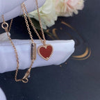 [Marin]COLLIER CŒUR EN CORNALINE TRÈFLE DOUX