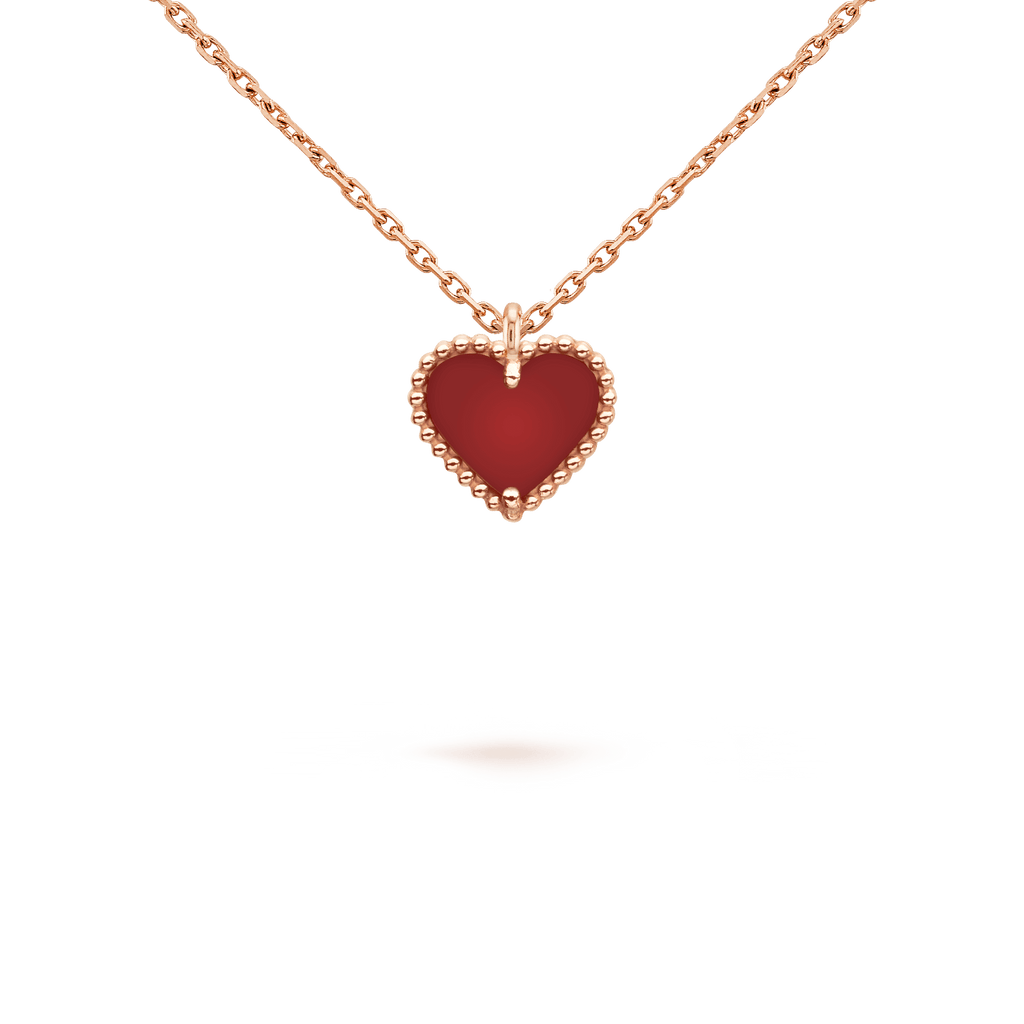 [Marin]COLLIER CŒUR EN CORNALINE TRÈFLE DOUX
