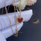 [Marin]COLLIER CŒUR EN CORNALINE TRÈFLE DOUX