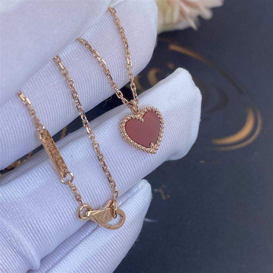 [Marin]COLLIER CŒUR EN CORNALINE TRÈFLE DOUX
