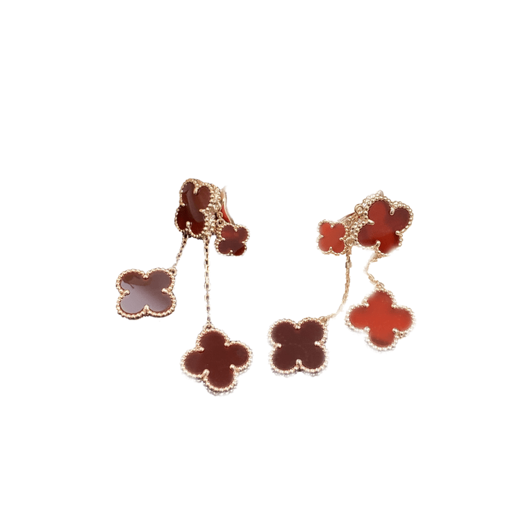 [Marin]CLOVER EARRINGS CARNELIAN 4 MOTIFS PINK GOLD