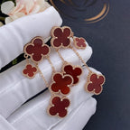 [Marin]CLOVER EARRINGS CARNELIAN 4 MOTIFS PINK GOLD