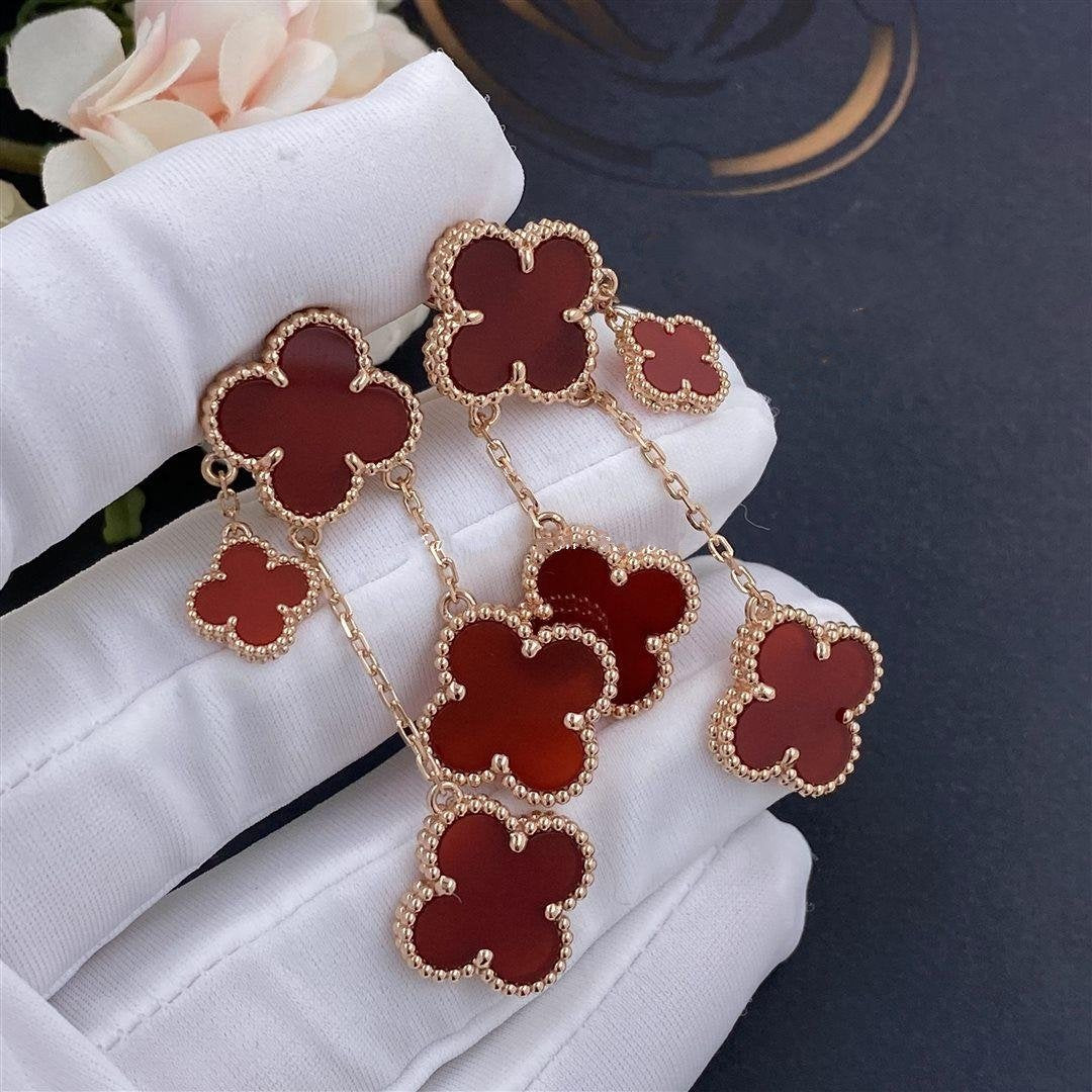 [Marin]CLOVER EARRINGS CARNELIAN 4 MOTIFS PINK GOLD