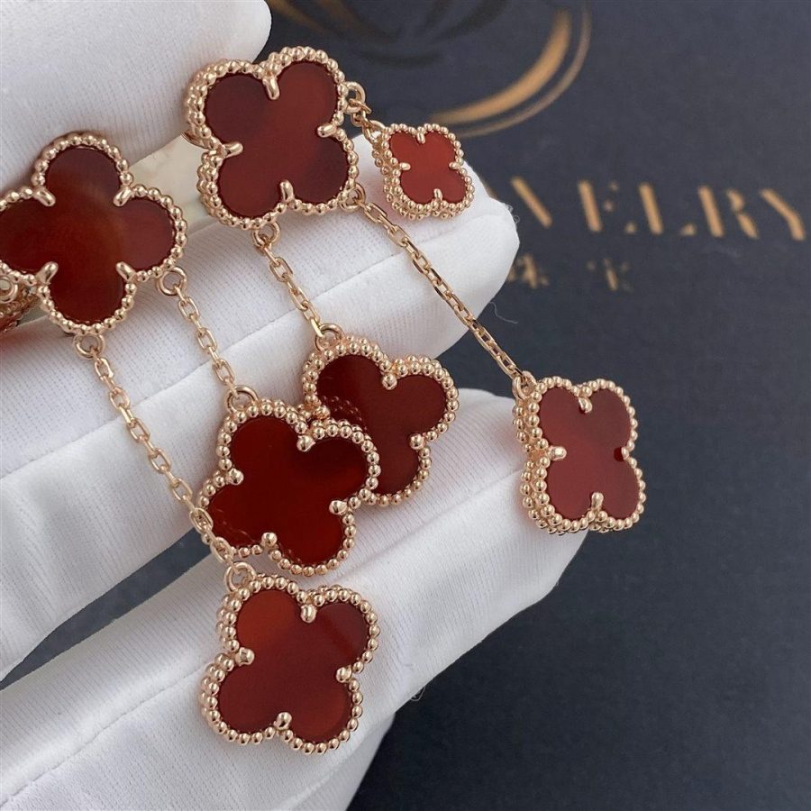 [Marin]CLOVER EARRINGS CARNELIAN 4 MOTIFS PINK GOLD
