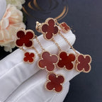 [Marin]CLOVER EARRINGS CARNELIAN 4 MOTIFS PINK GOLD