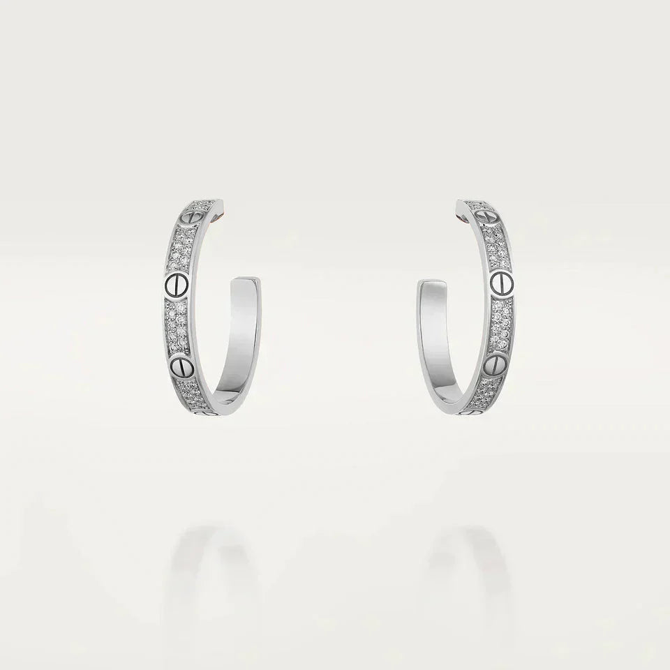 [Marin]LOVE DIAMOND SILVER HOOP EARRINGS