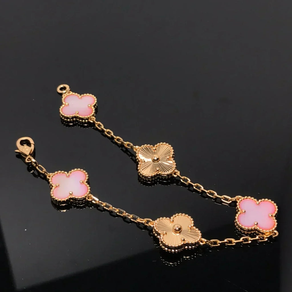 [⭐Shinejoy] BRACELET TRÈFLE À 5 MOTIFS EN NACRE ROSE COLLECTION