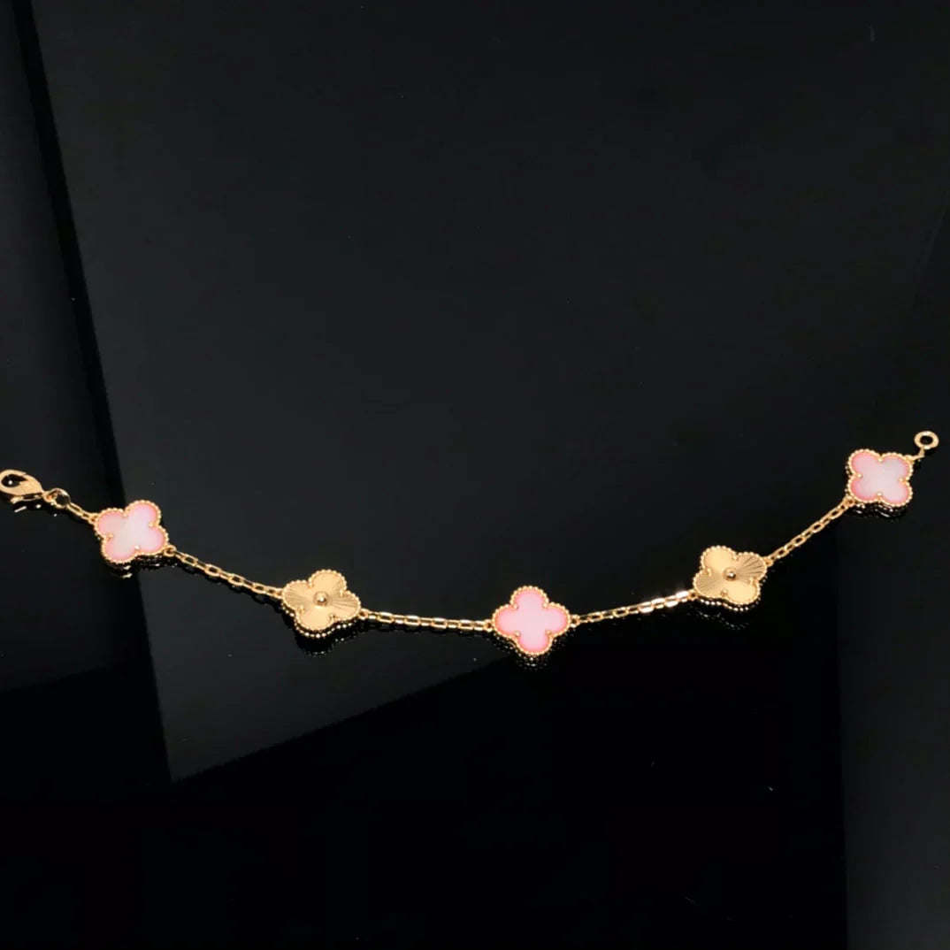 [⭐Shinejoy] BRACELET TRÈFLE À 5 MOTIFS EN NACRE ROSE COLLECTION