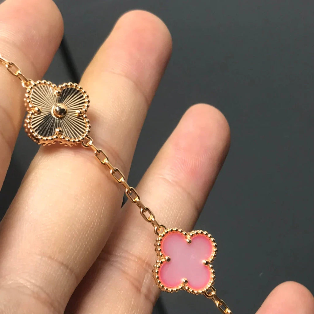 [⭐Shinejoy] BRACELET TRÈFLE À 5 MOTIFS EN NACRE ROSE COLLECTION