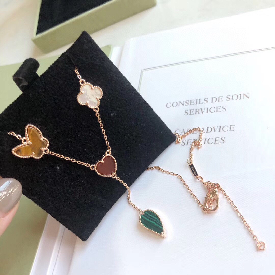 [Marin]LUCKY SPRING 4 MOTIFS ROSE GOLD NECKLACE