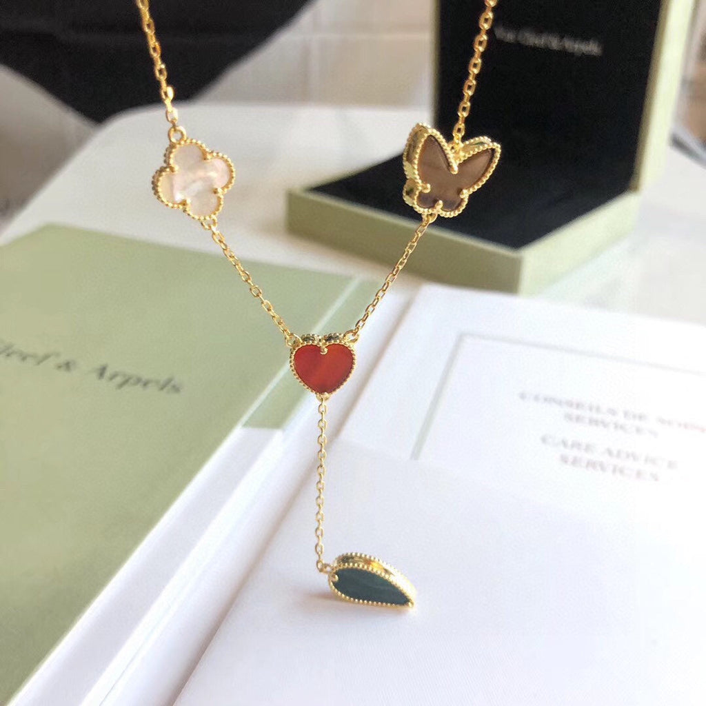 [Marin]LUCKY SPRING 4 MOTIFS ROSE GOLD NECKLACE