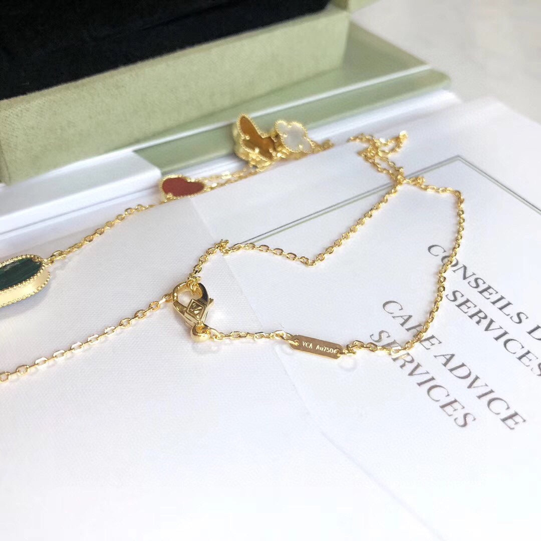 [Marin]LUCKY SPRING 4 MOTIFS ROSE GOLD NECKLACE