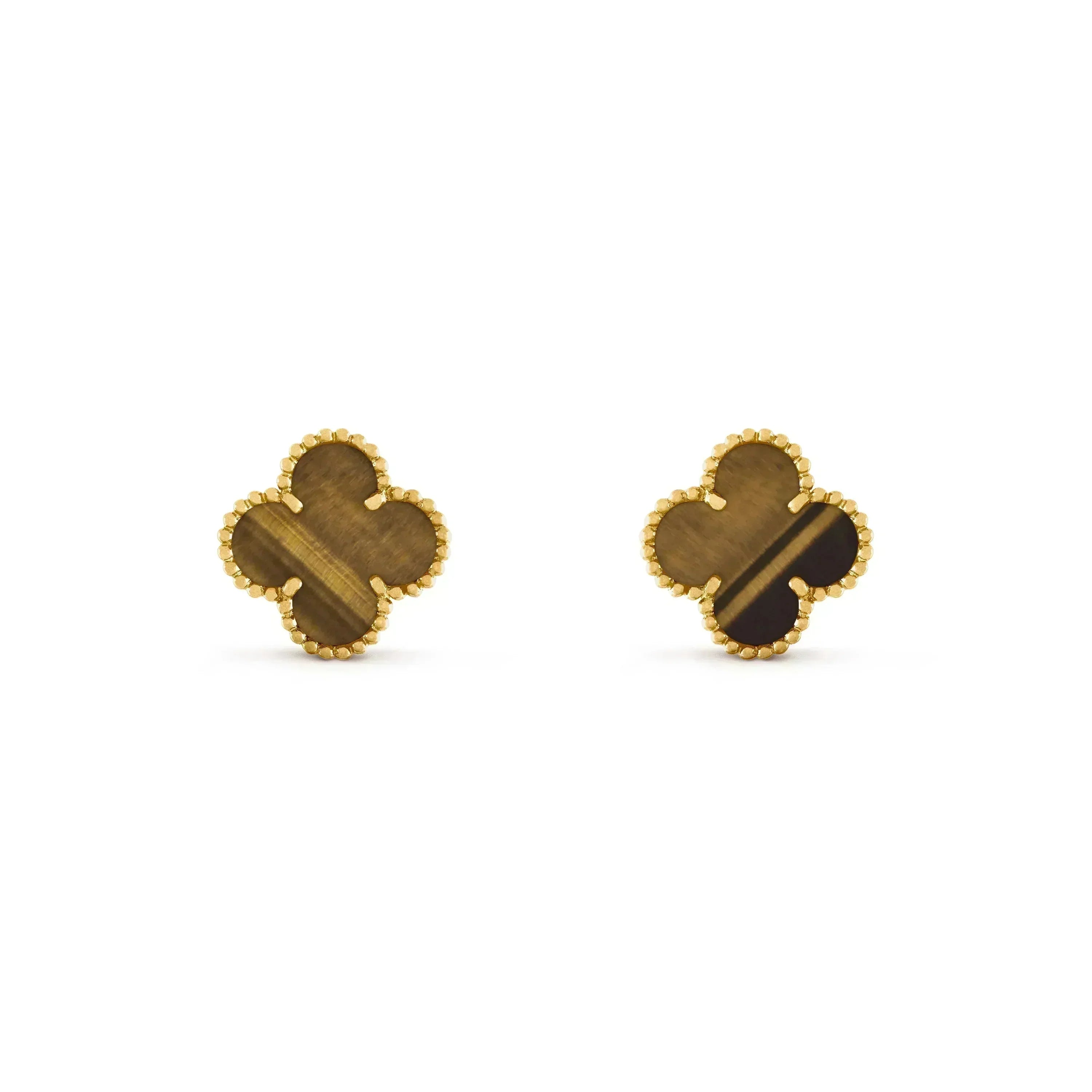 [Marin]CLOVER MEDIUM 1 MOTIFS TIGER EYE EARRINGS