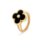 [Marin]CLOVER ONYX RING GOLD DIAMOND