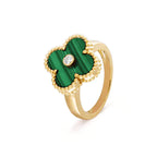 [Marin]CLOVER MALACHITE RING GOLD DIAMOND