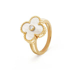 [Marin]ANNEAU DE SERPILLIÈRE ROSE TRÈFLE EN OR ET DIAMANT
